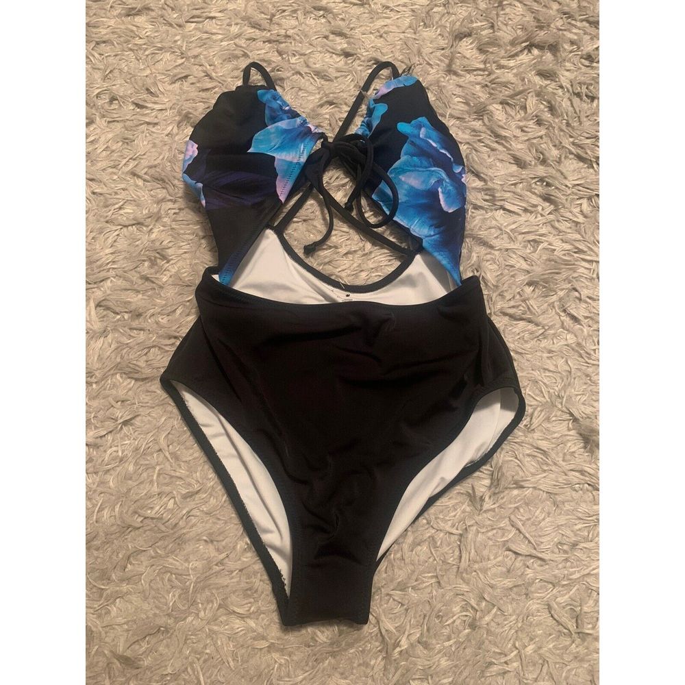 Victoria's Secret PINK One Piece Swimsuit S - Blue Black Floral